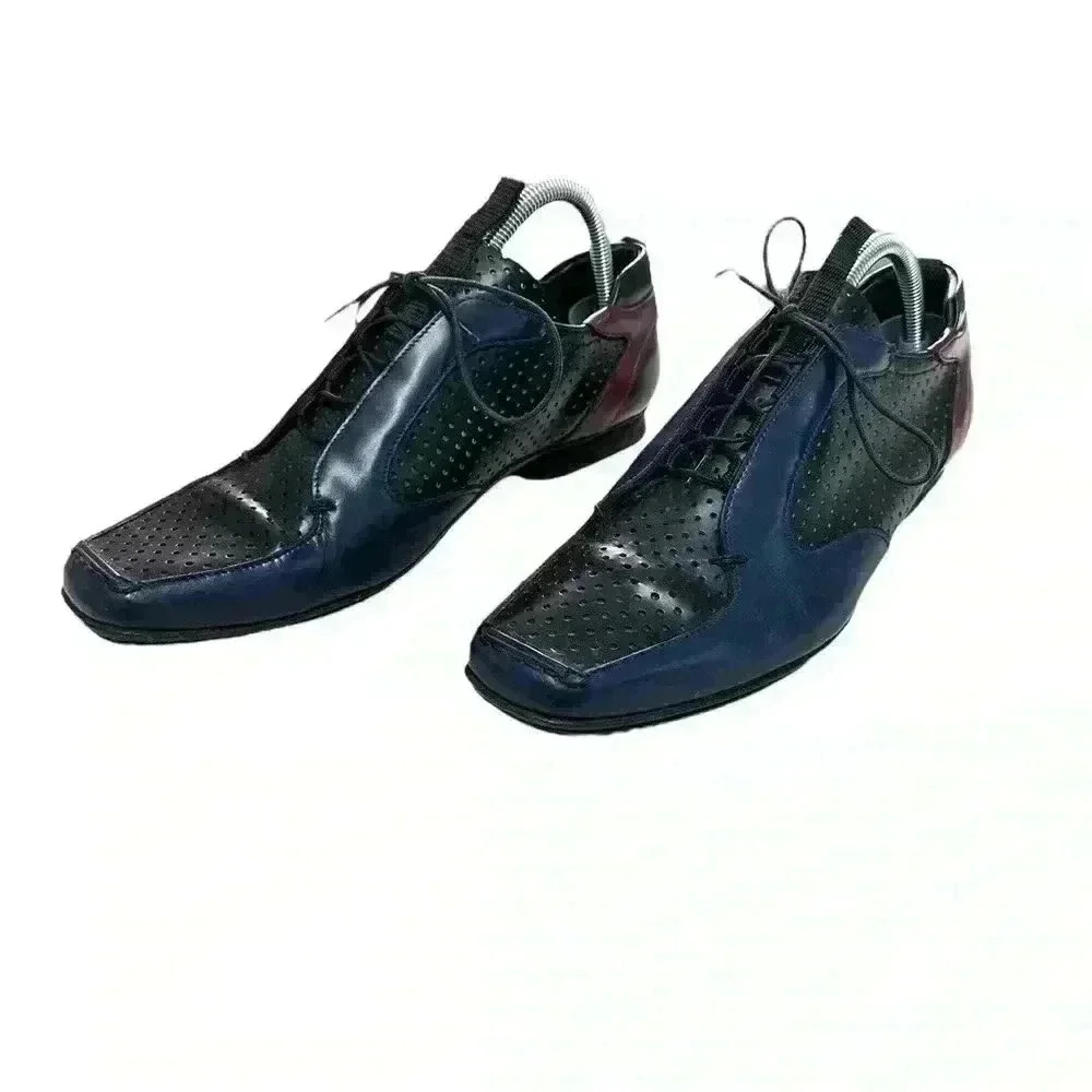 Prada Perforated Leather Bowling  Shoes Vintage 2000 - Picture 2 of 7